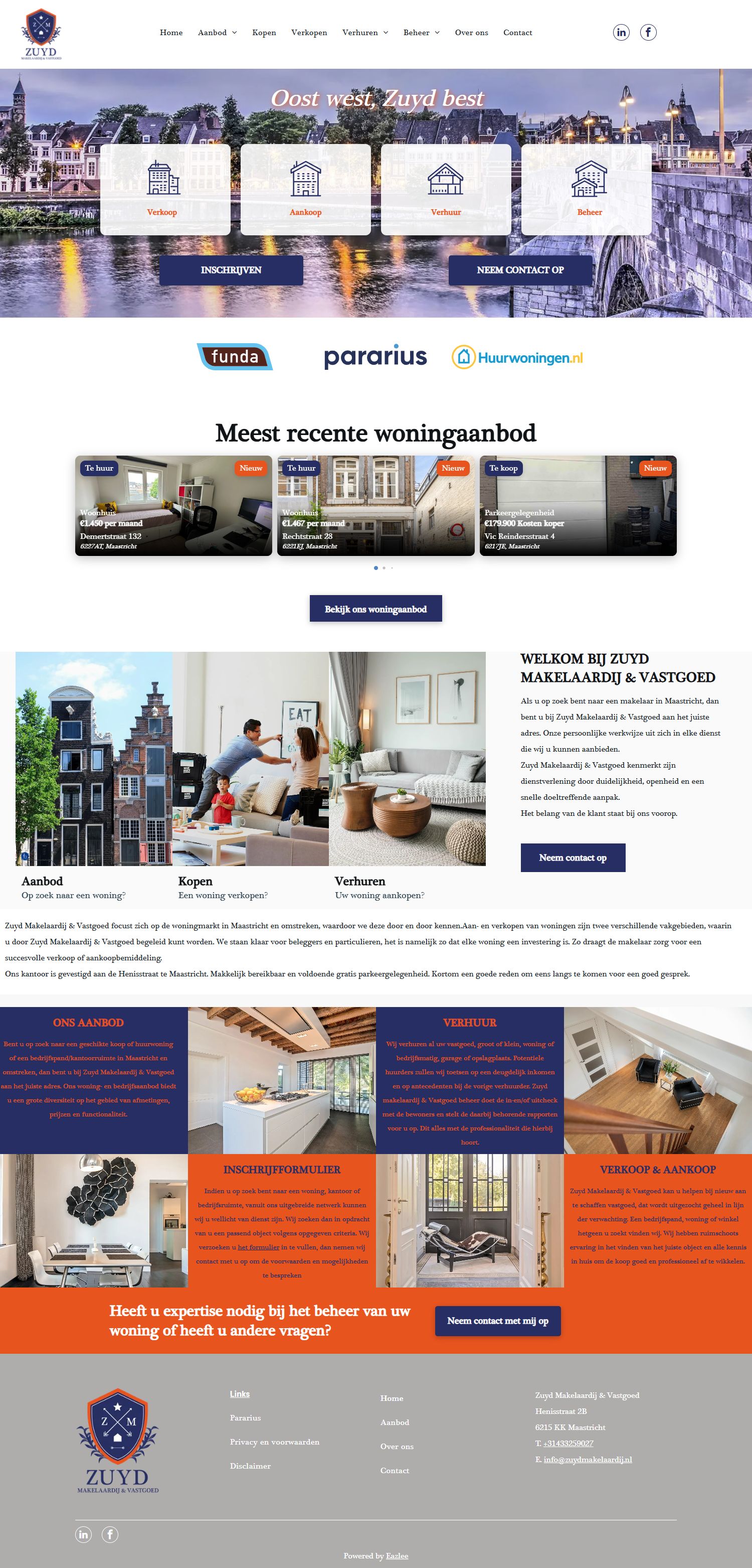 Screenshot van de website van www.zuydmakelaardij.nl