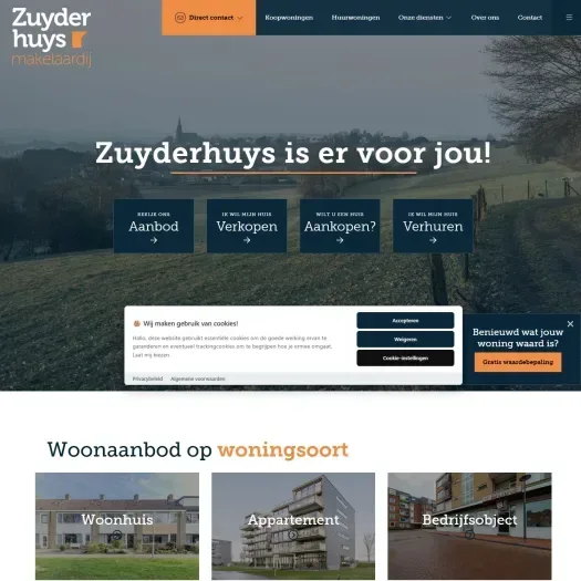 Screenshot van de website van www.zuyderhuys.nl
