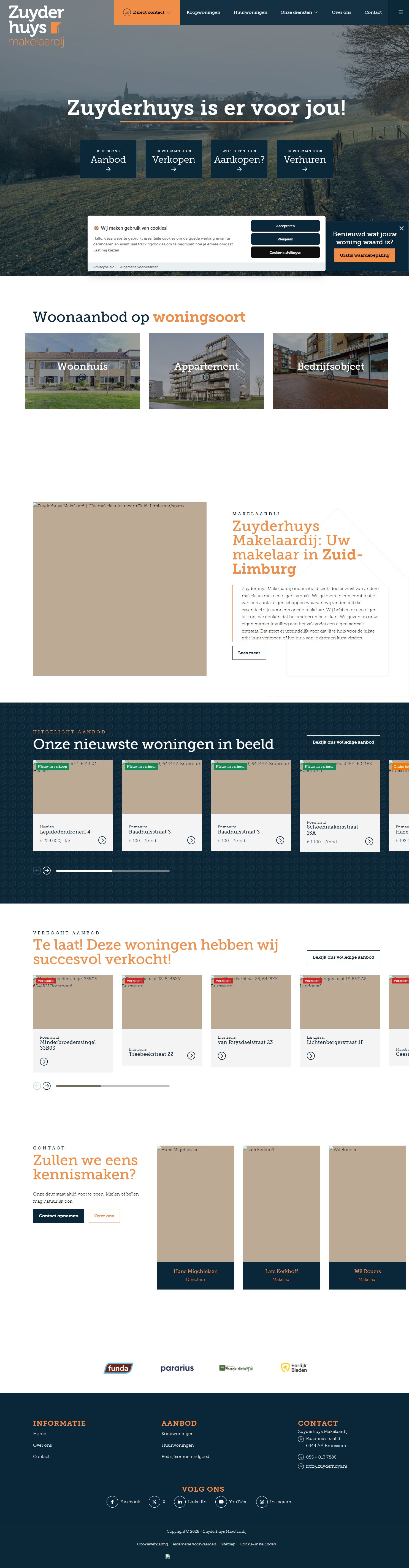 Screenshot van de website van www.zuyderhuys.nl