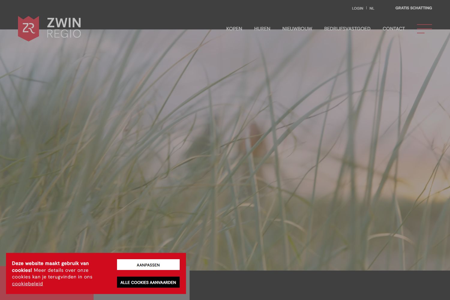 Screenshot van de website van www.zwinregio.com