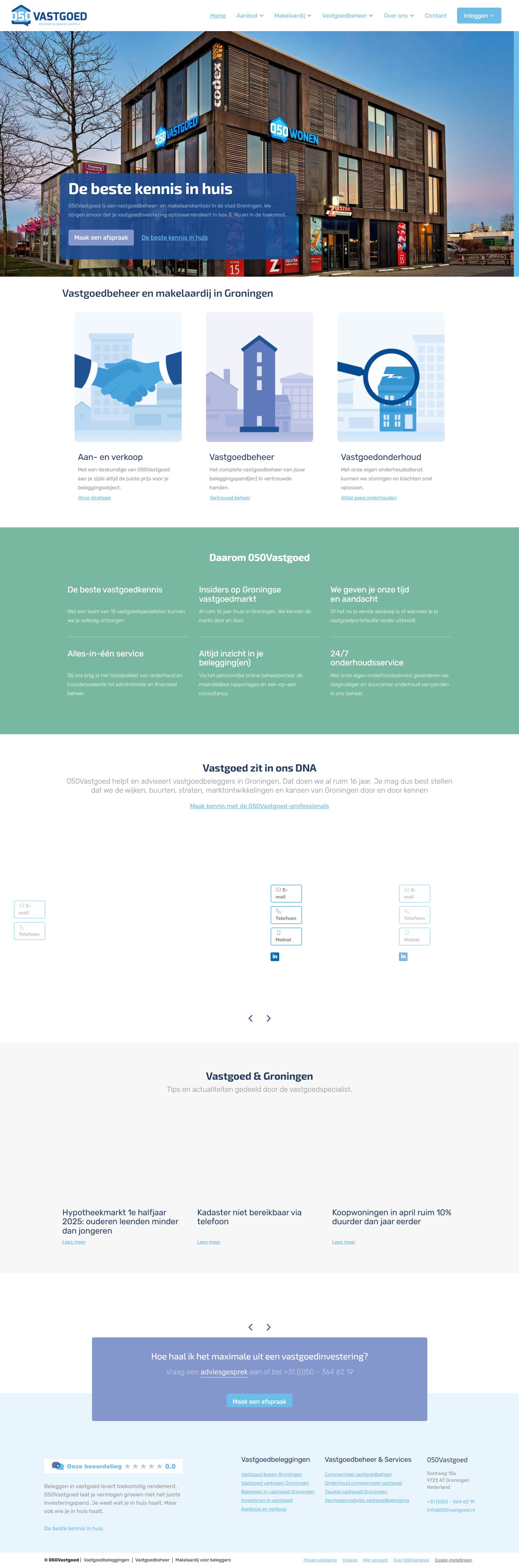 Screenshot van de website van www.050vastgoed.nl