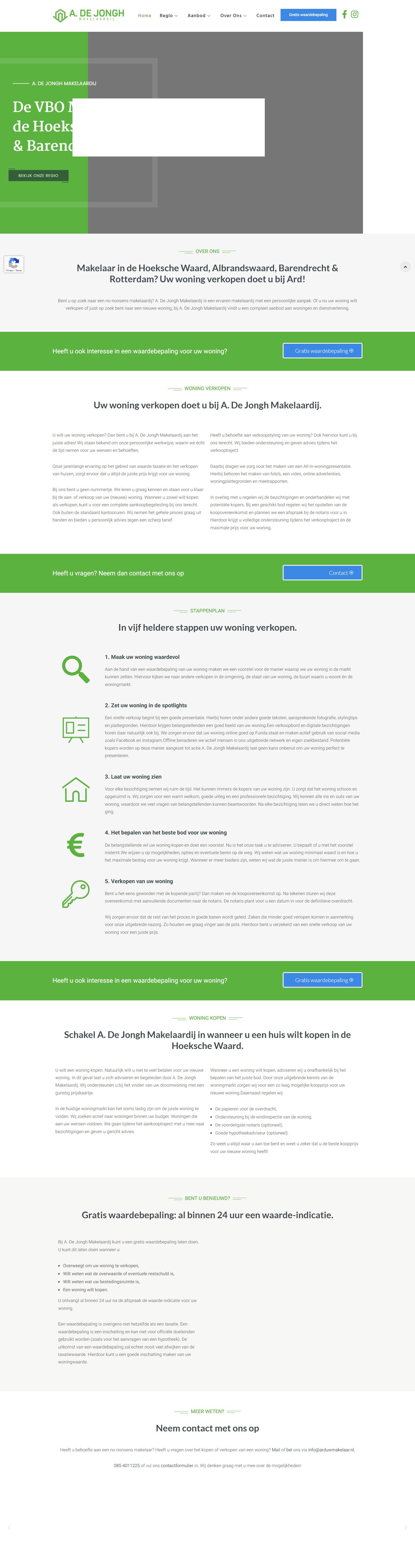 Screenshot van de website van www.arduwmakelaar.nl