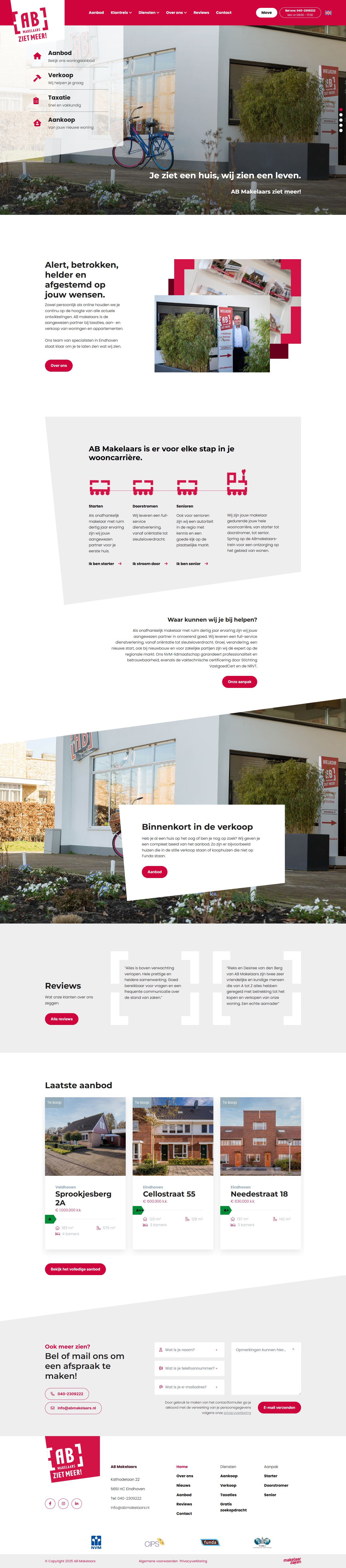 Screenshot van de website van www.abmakelaars.nl