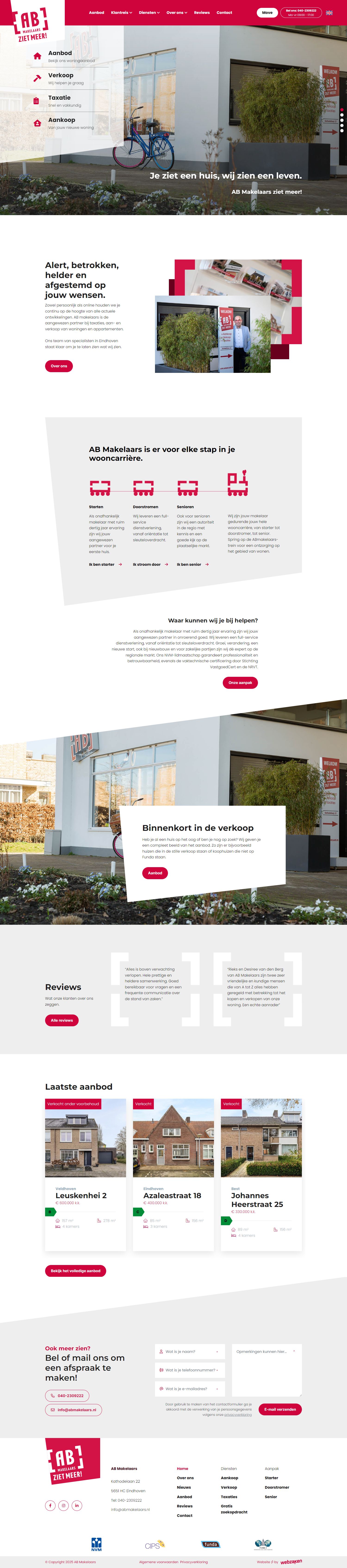 Screenshot van de website van www.abmakelaars.nl