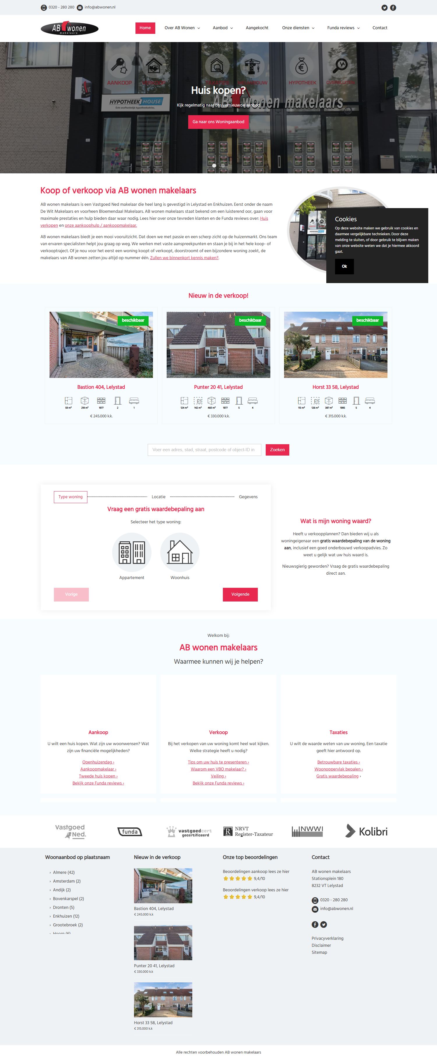 Screenshot van de website van www.abwonen.nl