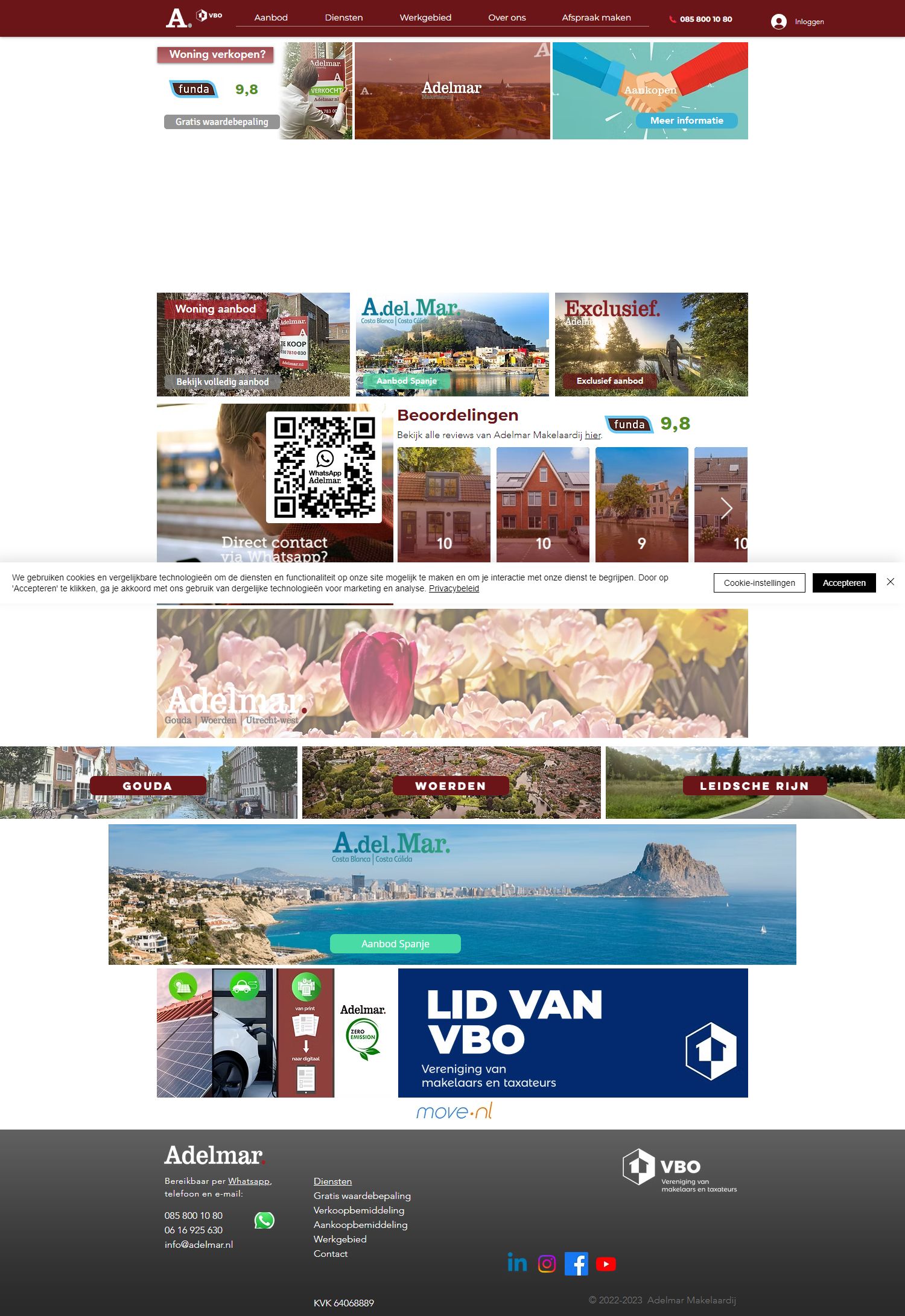 Screenshot van de website van www.adelmar.nl