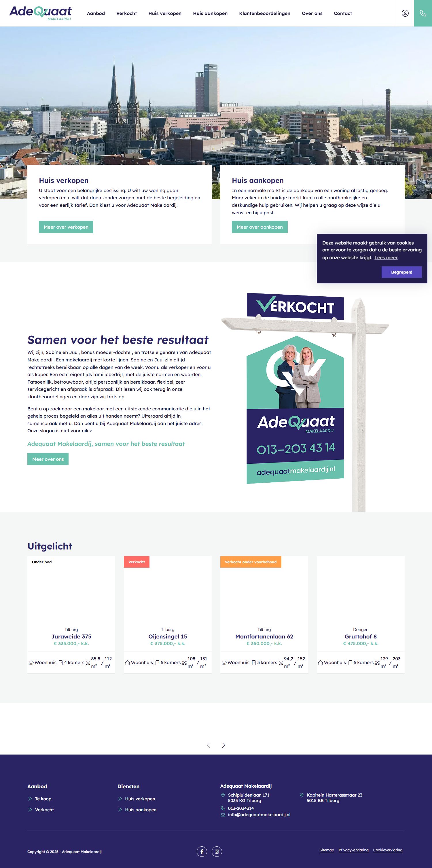 Screenshot van de website van www.adequaatmakelaardij.nl