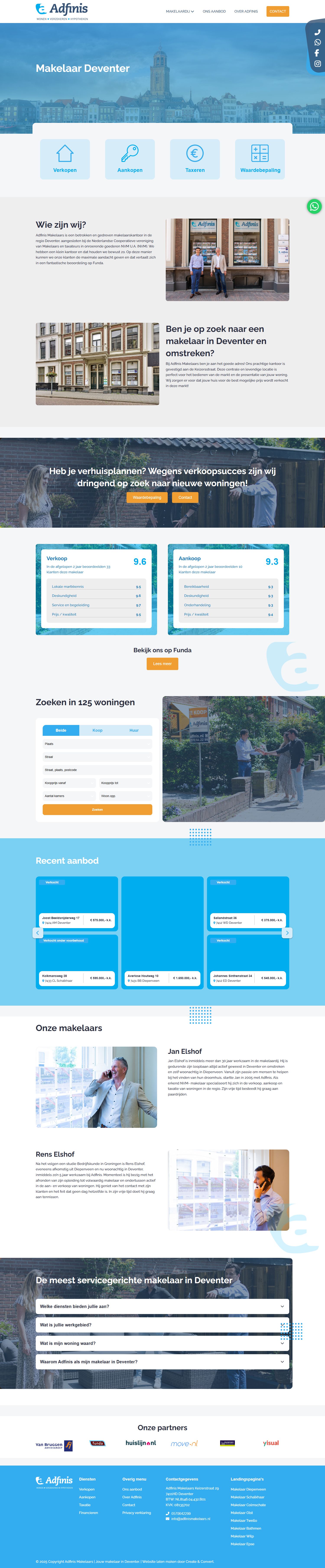 Screenshot van de website van adfinis.nl
