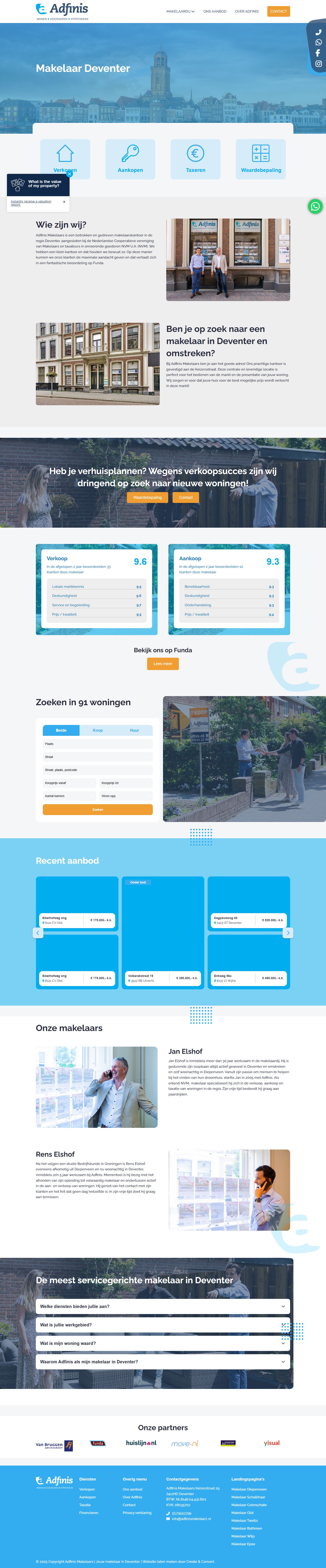 Screenshot van de website van adfinis.nl