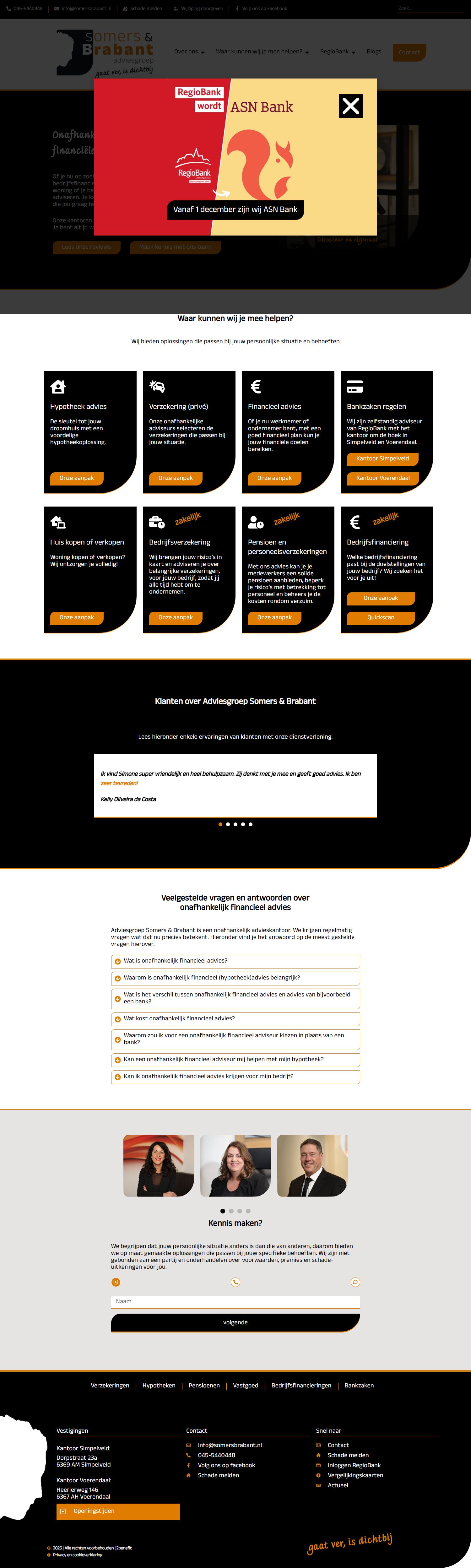 Screenshot van de website van www.somersbrabant.nl