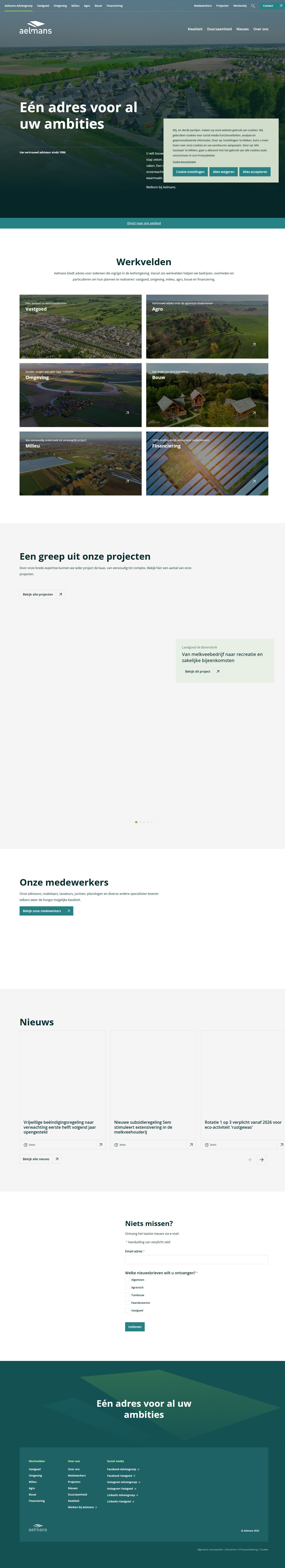 Screenshot van de website van www.aelmans.com