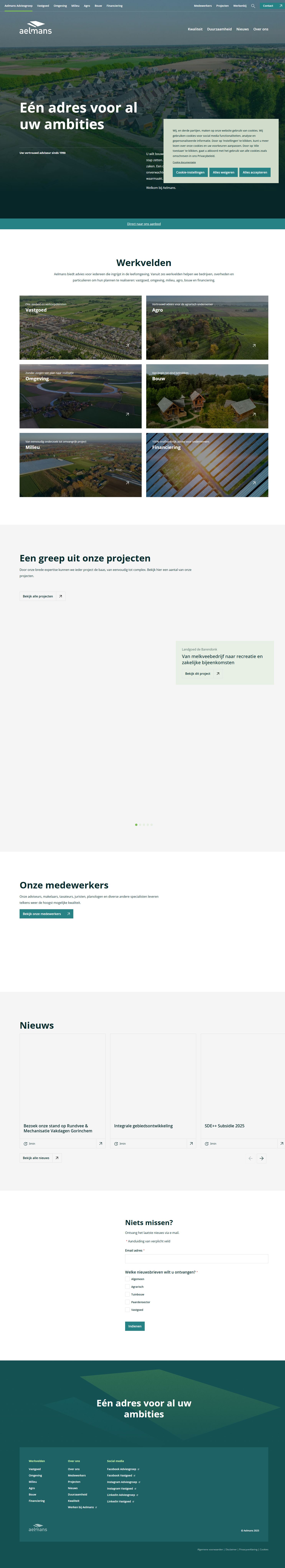 Screenshot van de website van www.aelmans.com