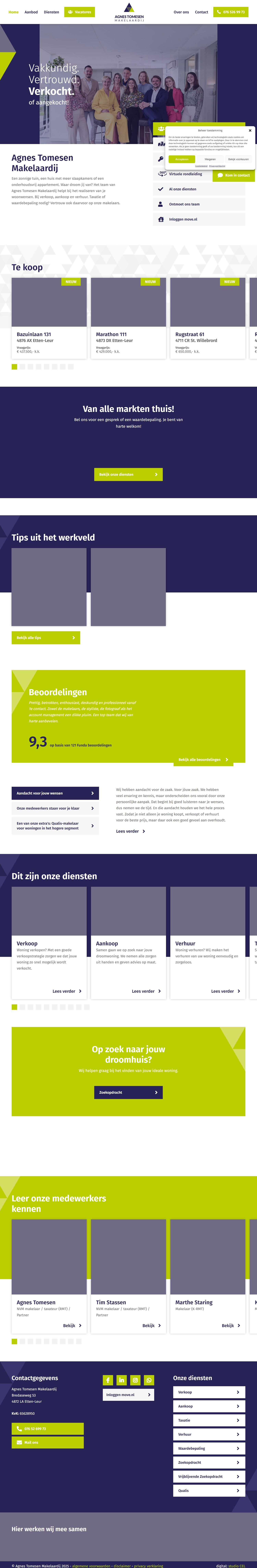 Screenshot van de website van www.tomesenmakelaardij.nl