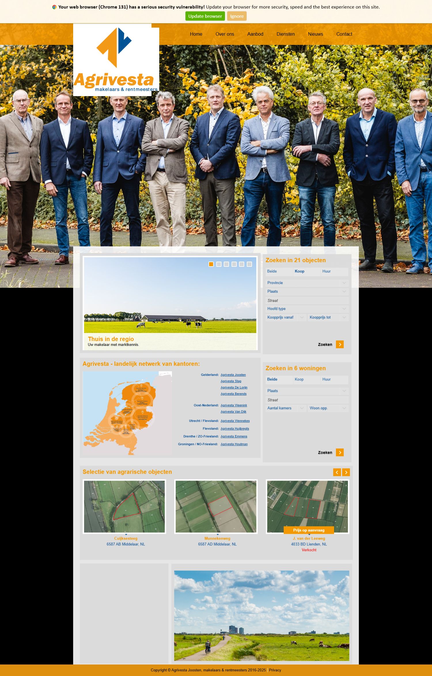 Screenshot van de website van www.agrivesta.nl
