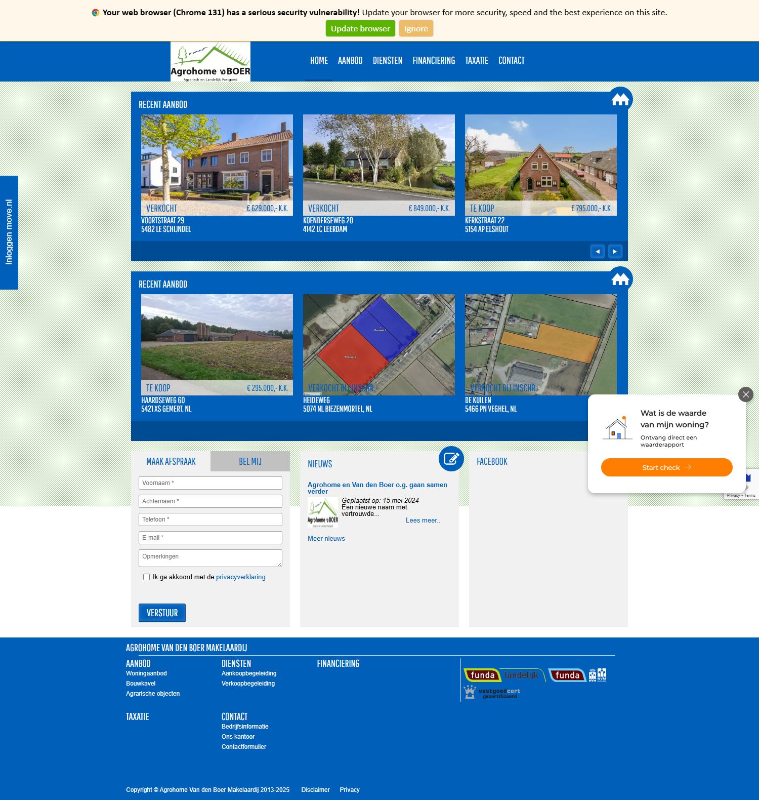 Screenshot van de website van www.agrohomevdboer.nl