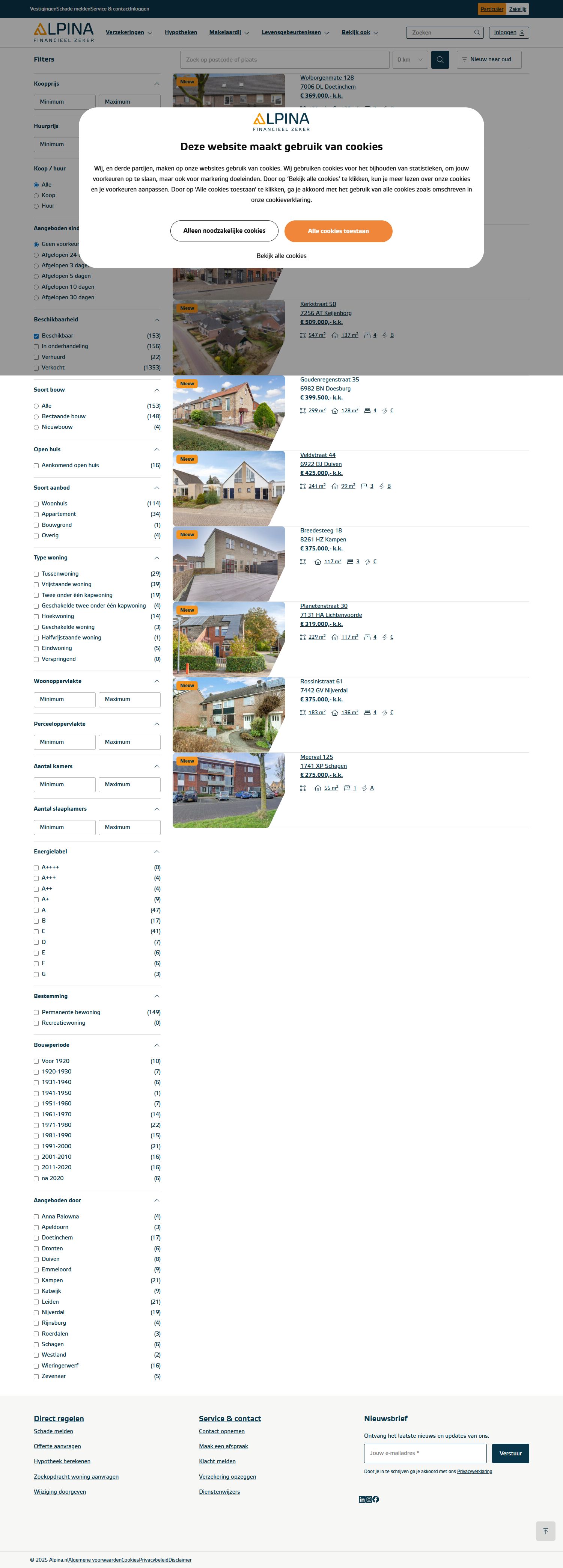 Screenshot van de website van www.alpina.nl