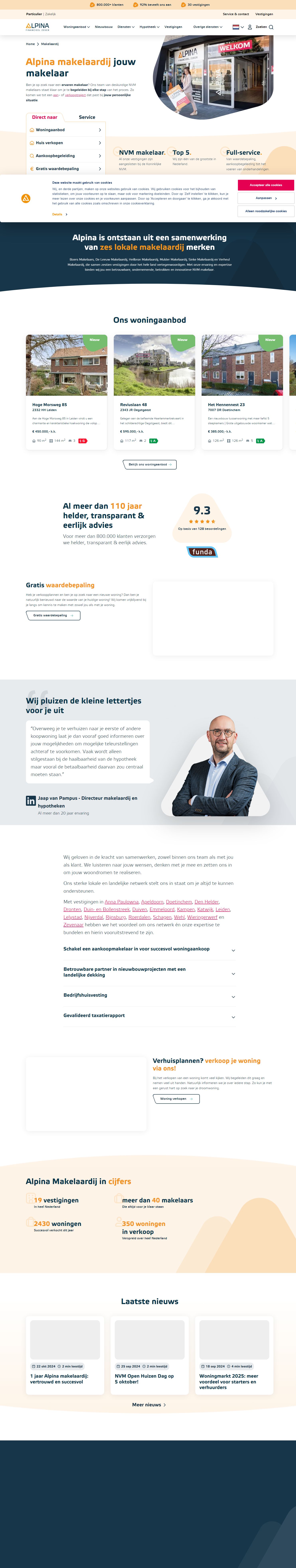 Screenshot van de website van www.alpina.nl