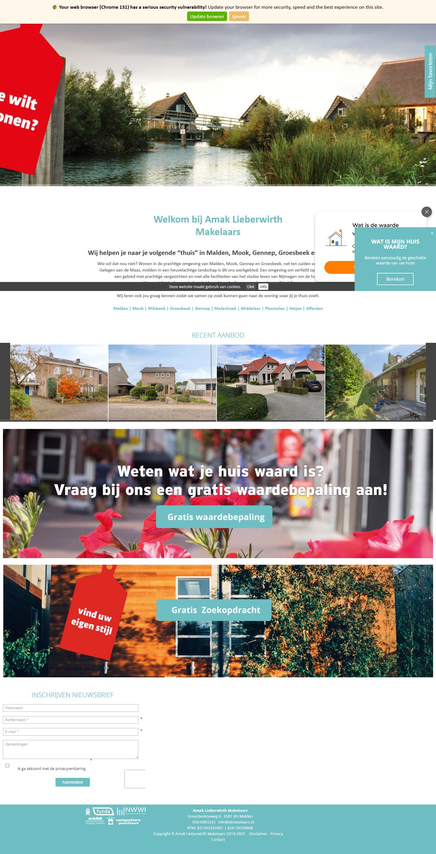 Screenshot van de website van www.almakelaars.nl