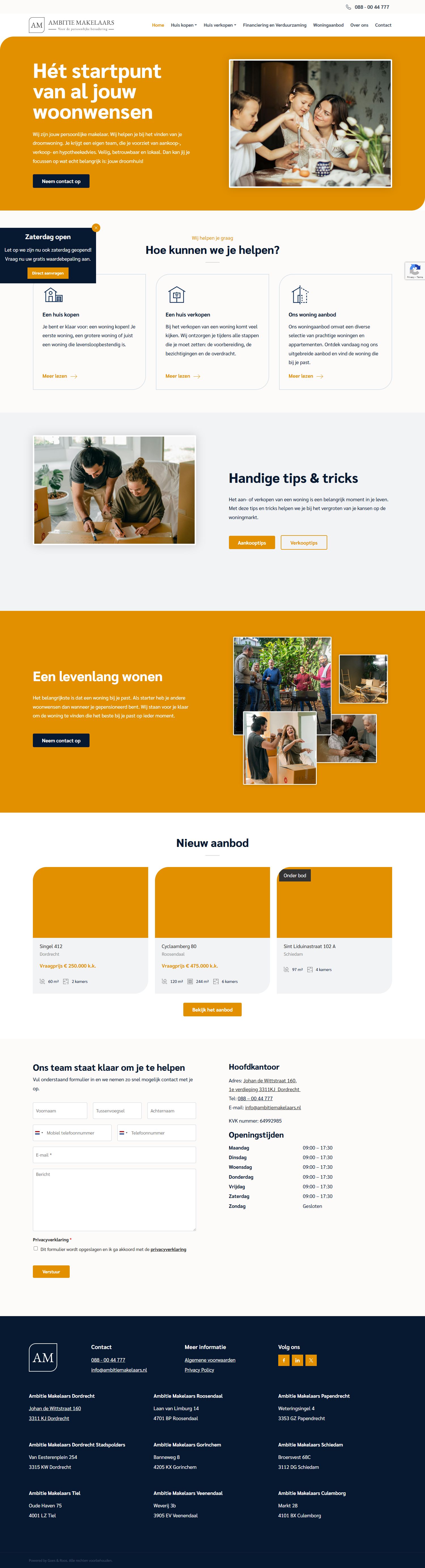 Screenshot van de website van www.ambitiemakelaars.nl
