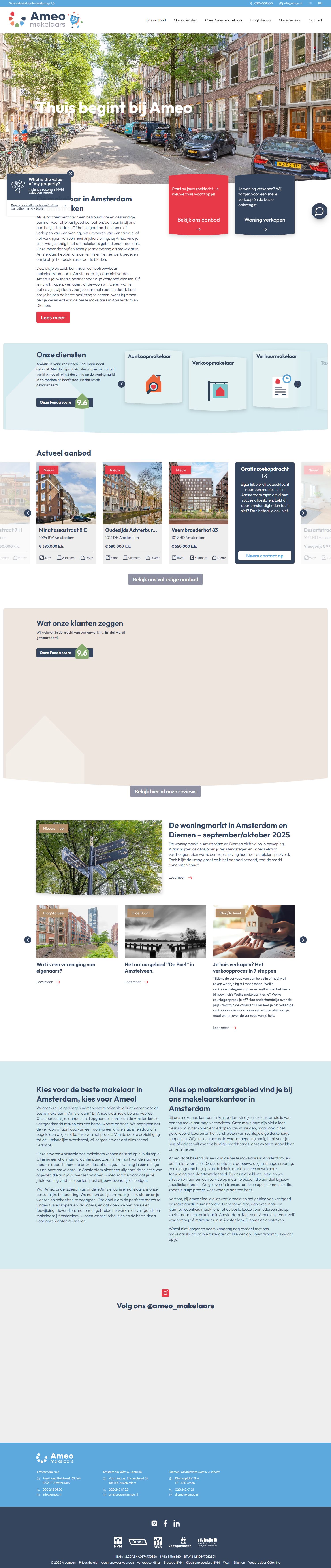 Screenshot van de website van www.ameo.nl