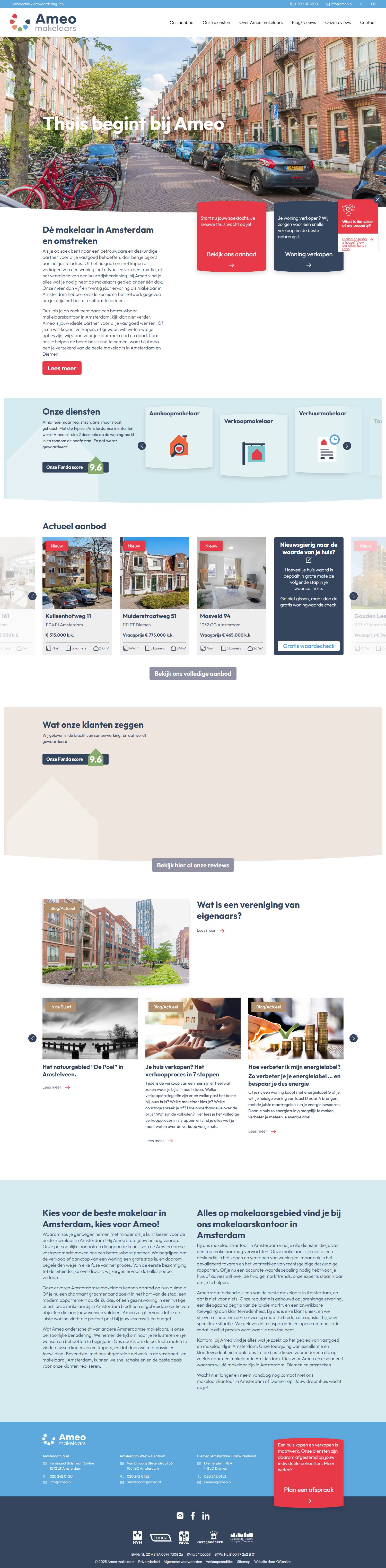 Screenshot van de website van www.ameo.nl