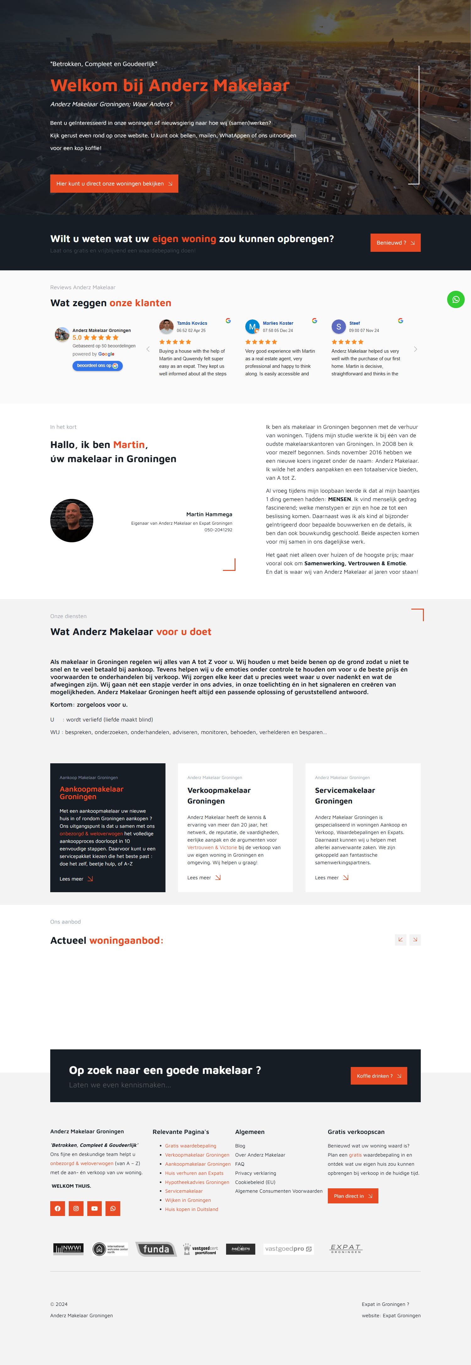 Screenshot van de website van anderzmakelaar.nl