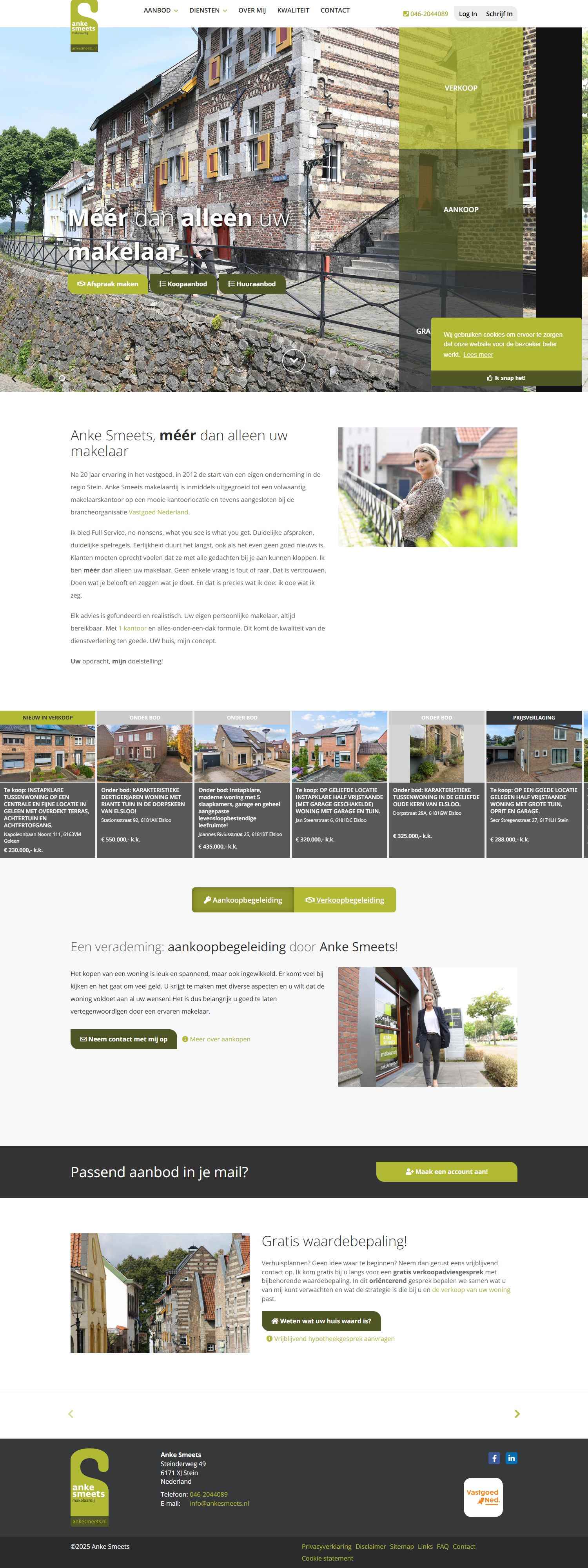 Screenshot van de website van www.ankesmeetsmakelaardij.nl