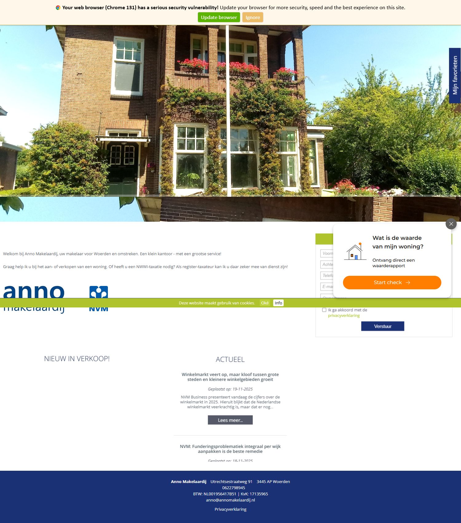 Screenshot van de website van www.annomakelaardij.nl