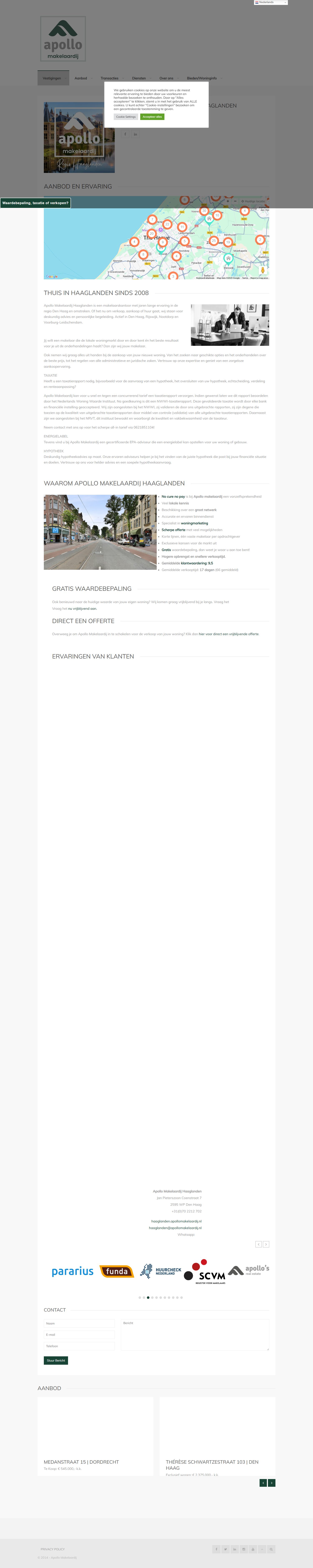 Screenshot van de website van haaglanden.apollomakelaardij.nl
