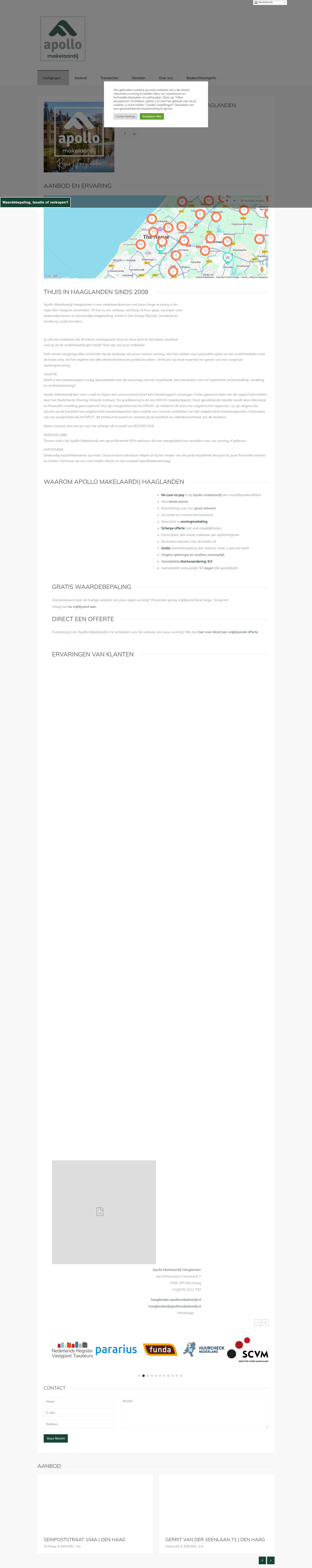 Screenshot van de website van haaglanden.apollomakelaardij.nl