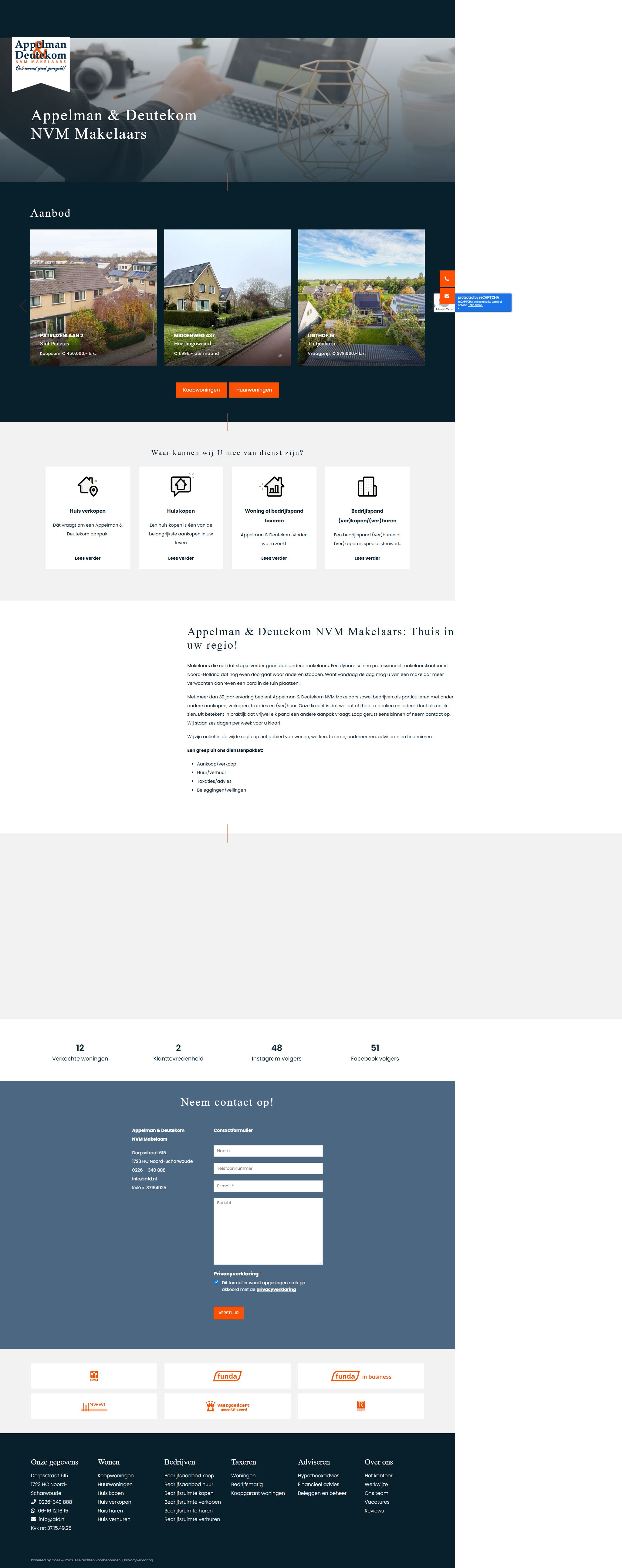 Screenshot van de website van www.a1d.nl
