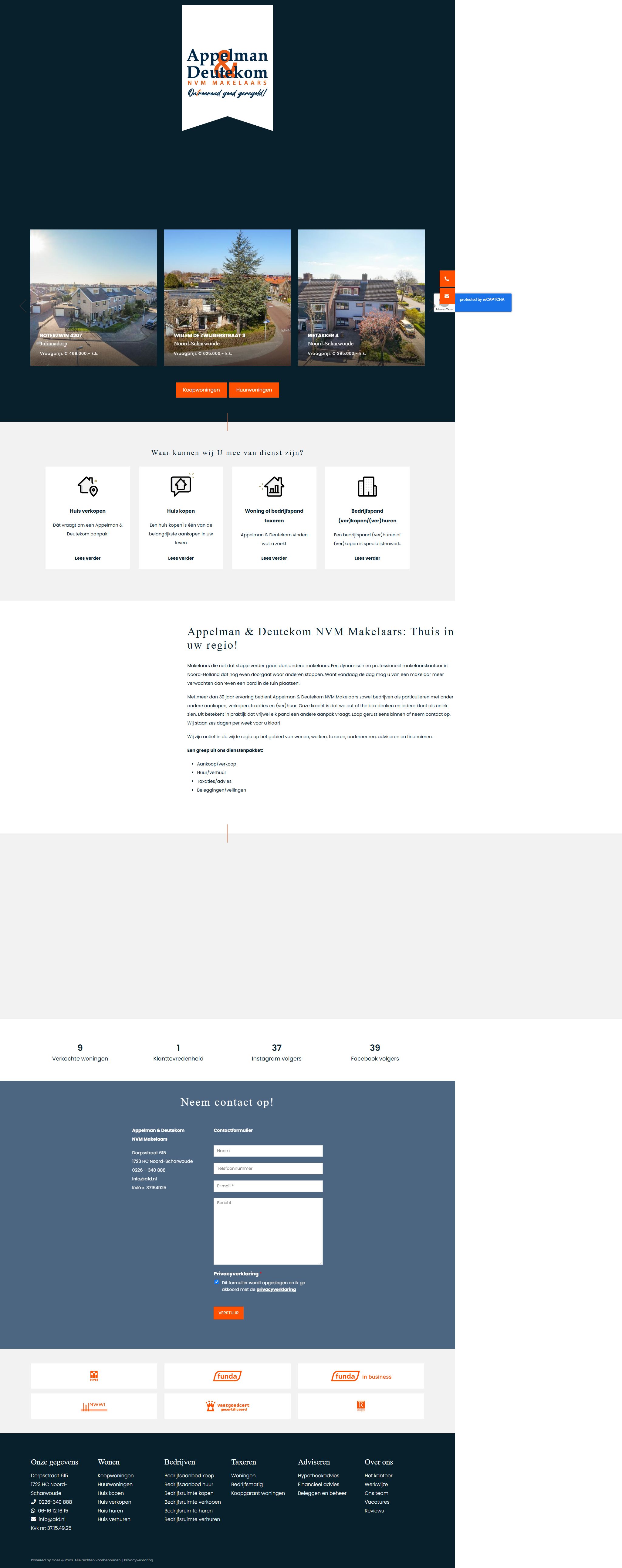Screenshot van de website van www.a1d.nl