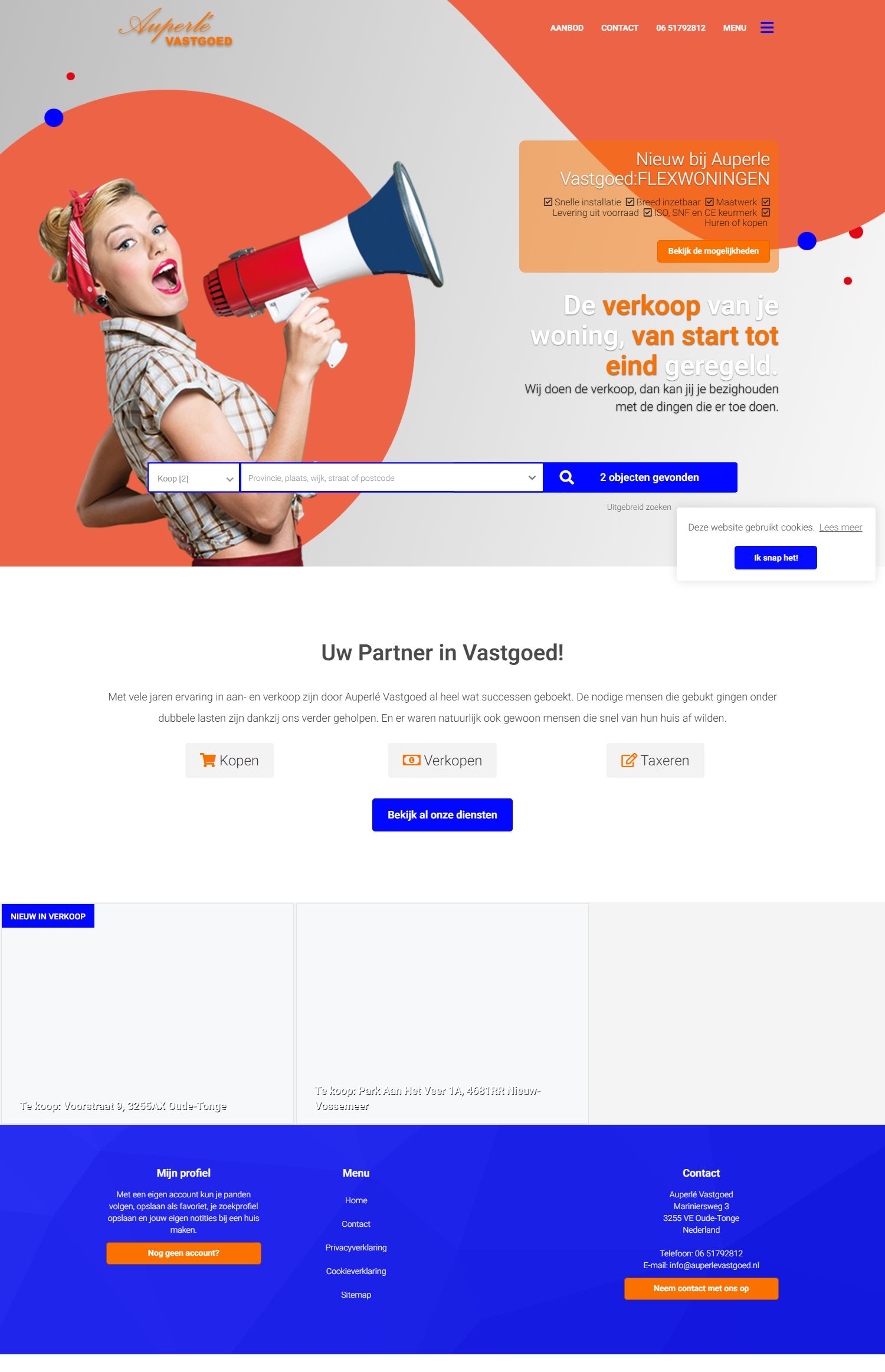 Screenshot van de website van www.auperlevastgoed.nl