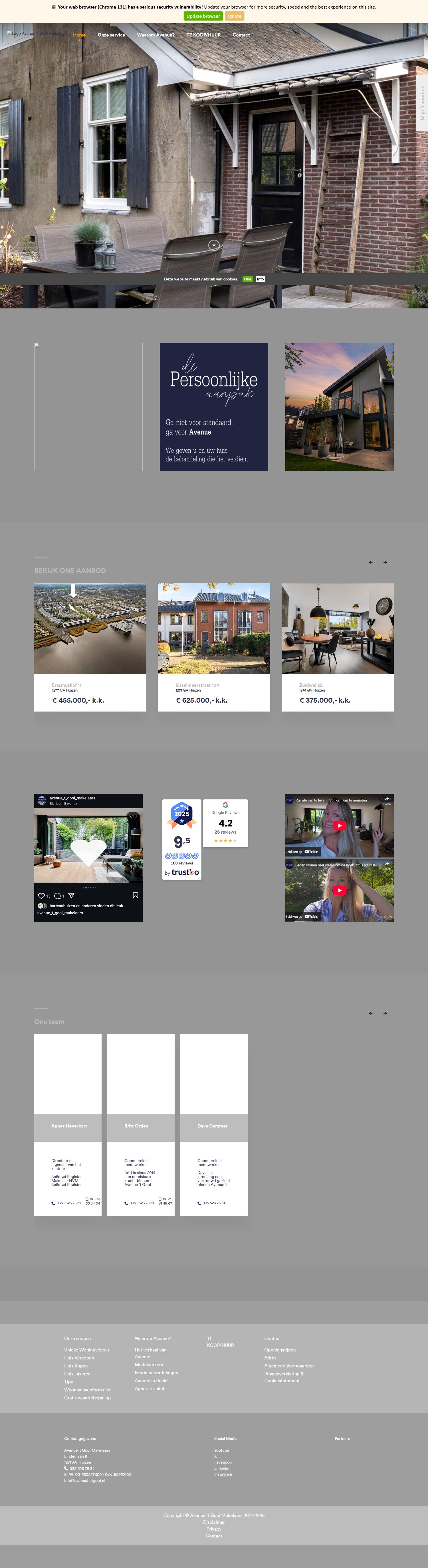 Screenshot van de website van www.avenuehetgooi.nl