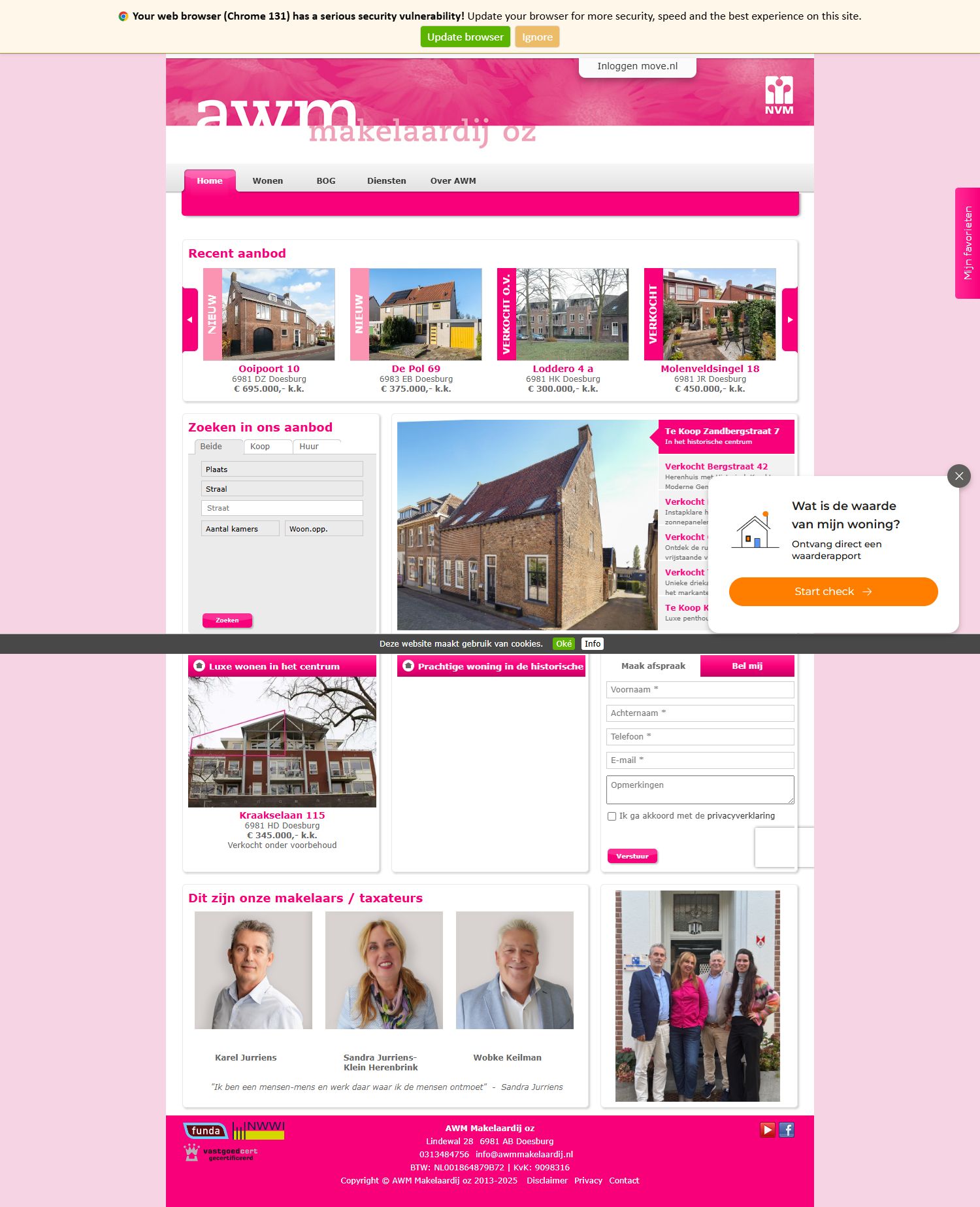 Screenshot van de website van www.awmmakelaardij.nl