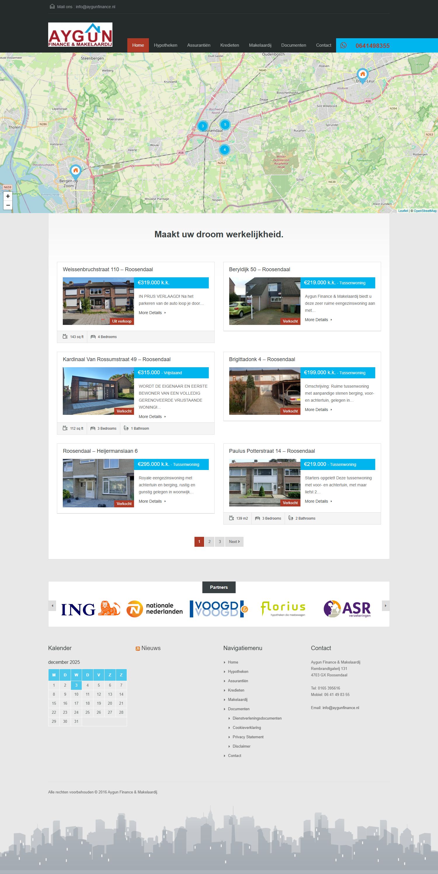 Screenshot van de website van www.aygunfinance.nl