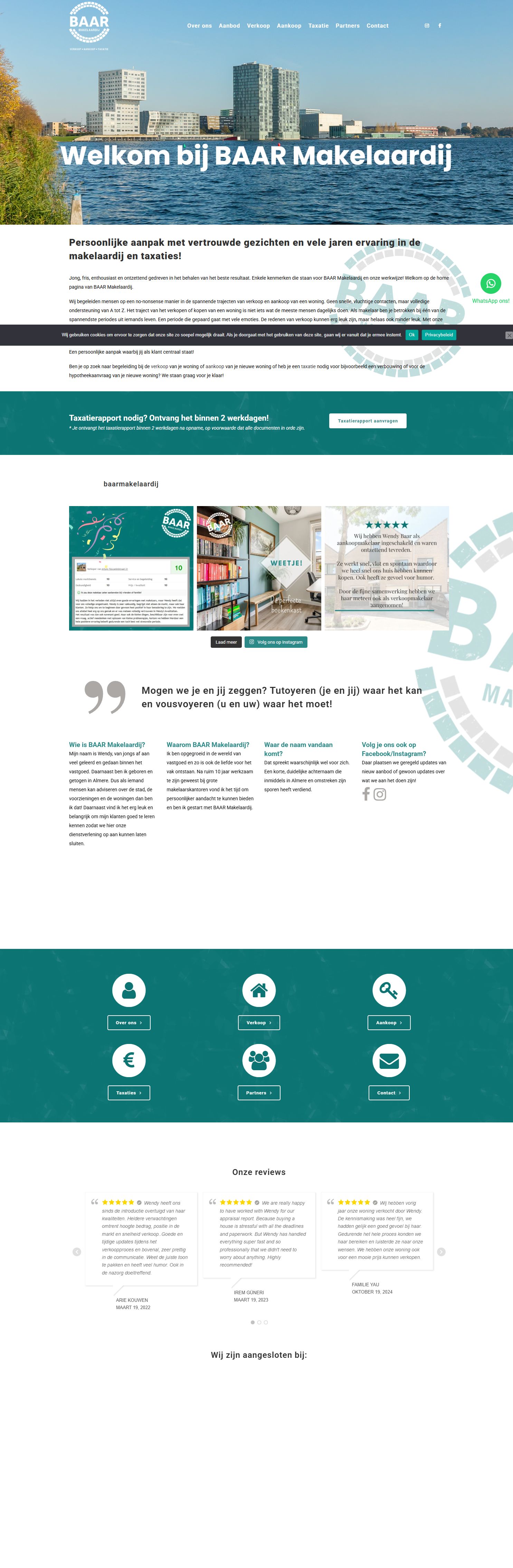 Screenshot van de website van www.baarmakelaardij.nl