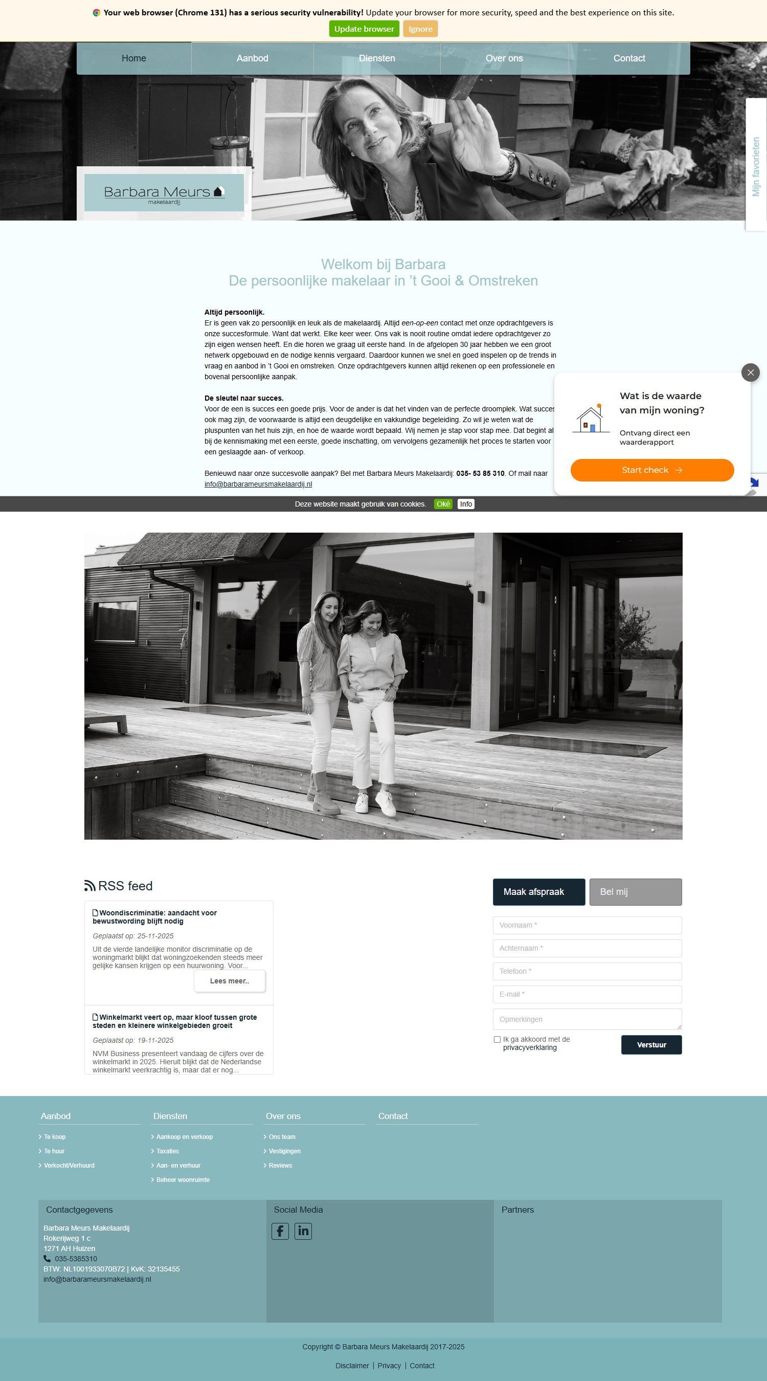 Screenshot van de website van www.barbarameursmakelaardij.nl