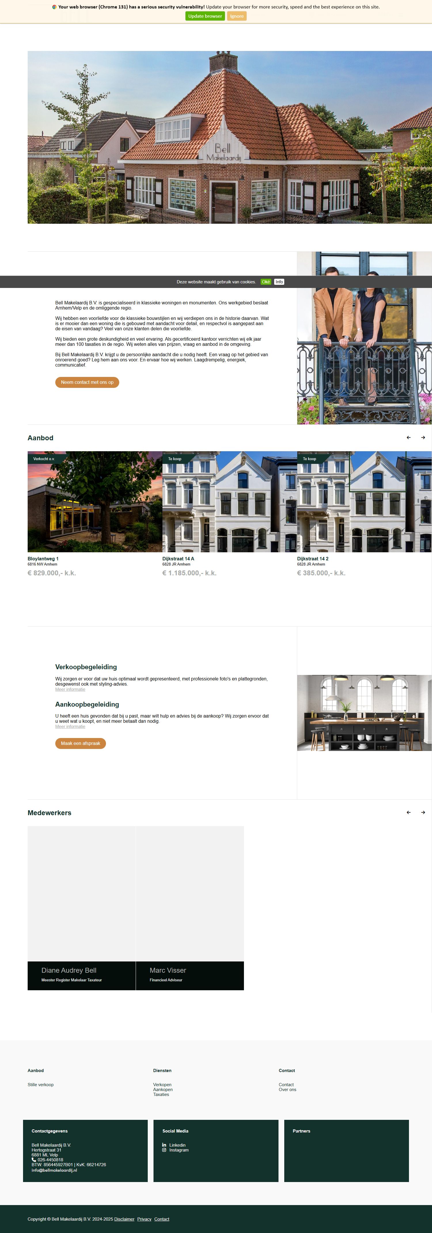 Screenshot van de website van www.bellmakelaardij.nl