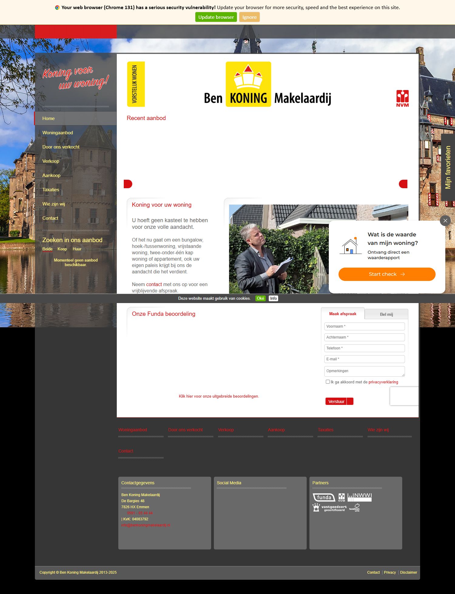 Screenshot van de website van www.benkoningmakelaardij.nl
