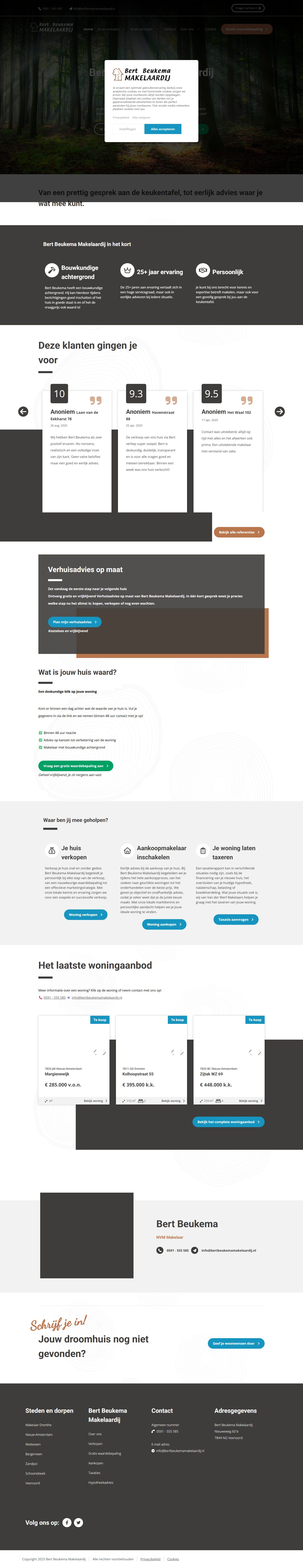 Screenshot van de website van www.bertbeukemamakelaardij.nl
