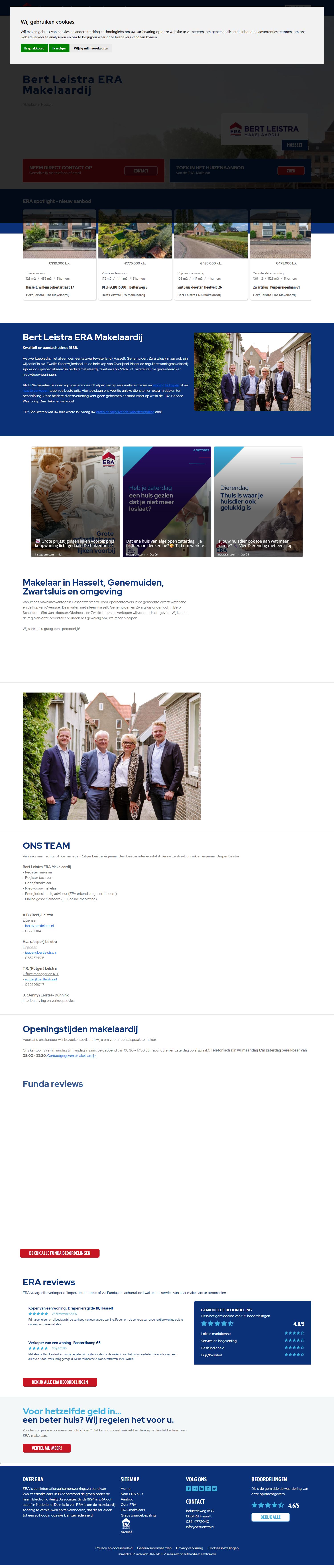 Screenshot van de website van www.bertleistra.nl