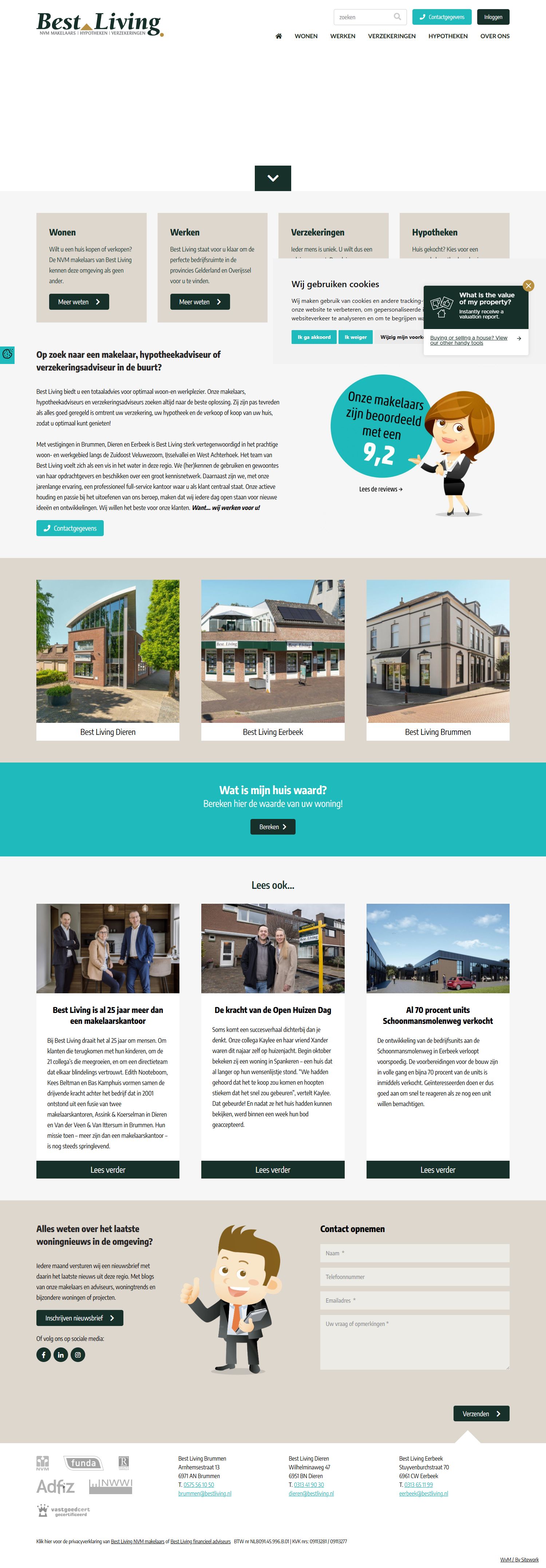 Screenshot van de website van www.bestliving.nl