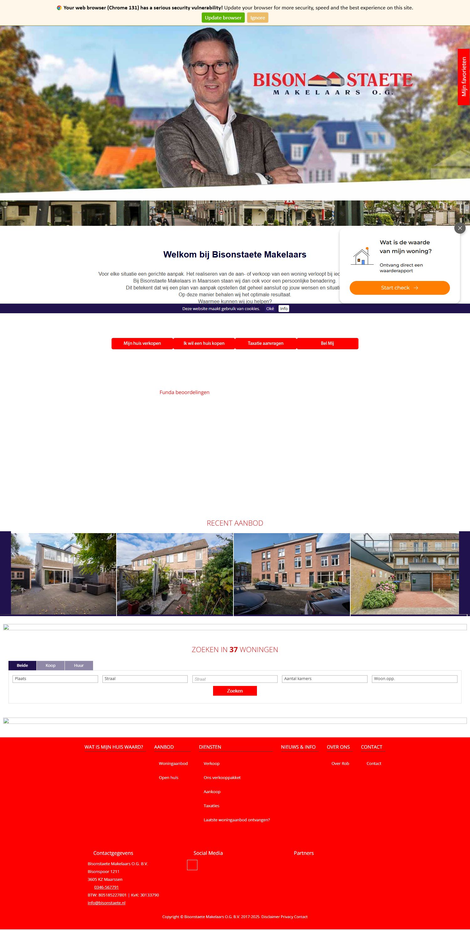 Screenshot van de website van www.bisonstaete.nl