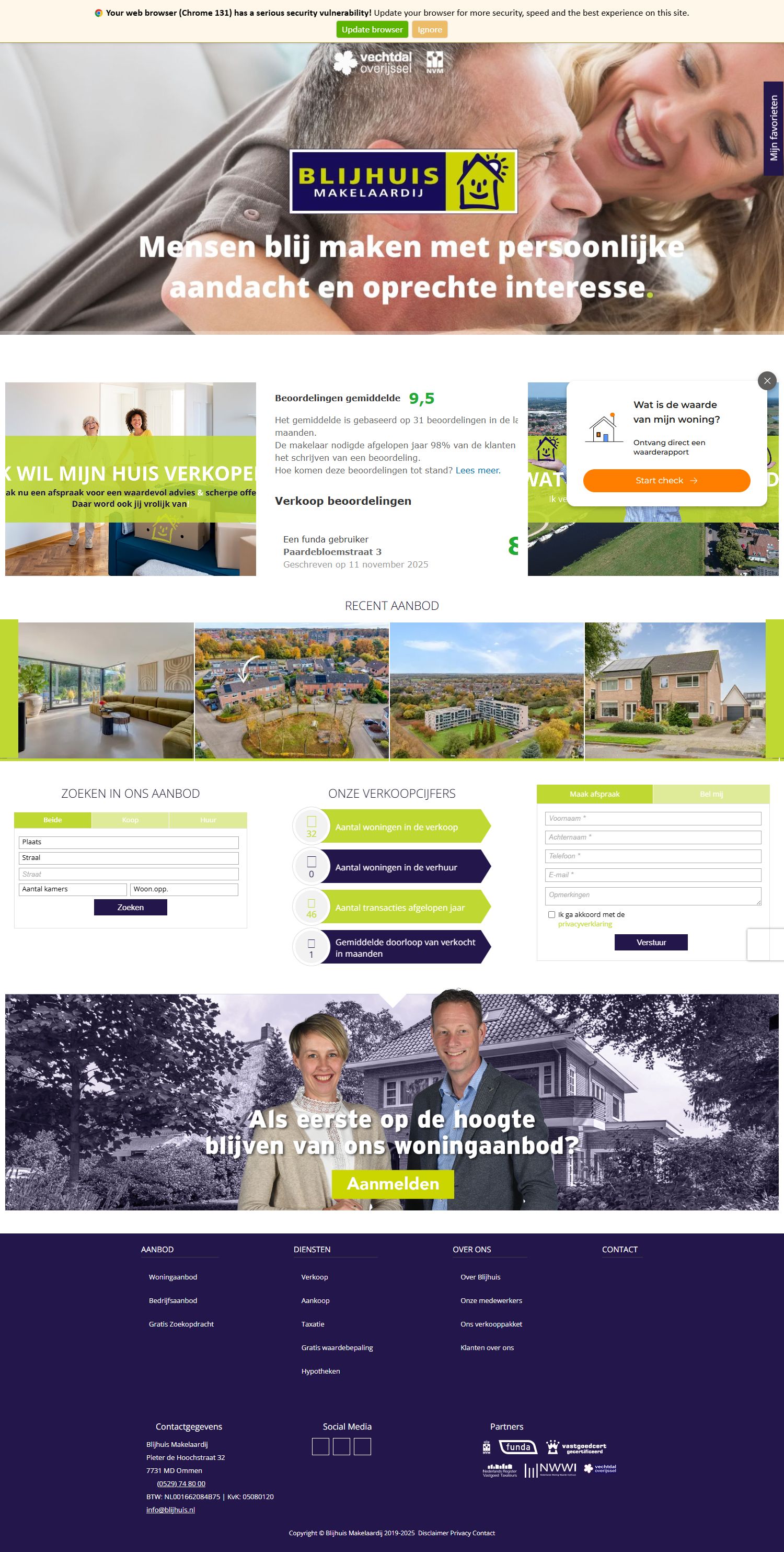 Screenshot van de website van www.blijhuis.nl