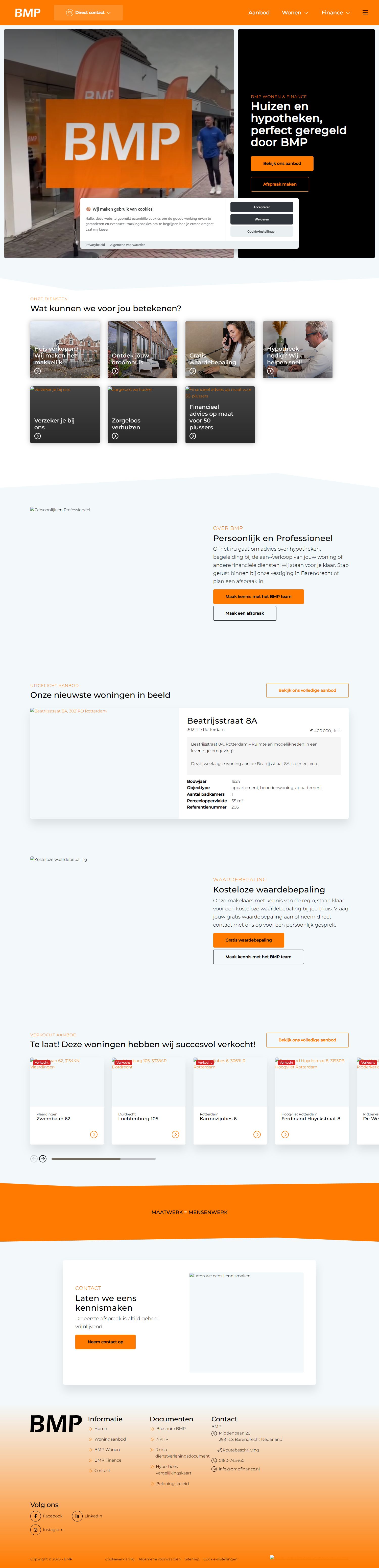 Screenshot van de website van www.bmpwonen.nl