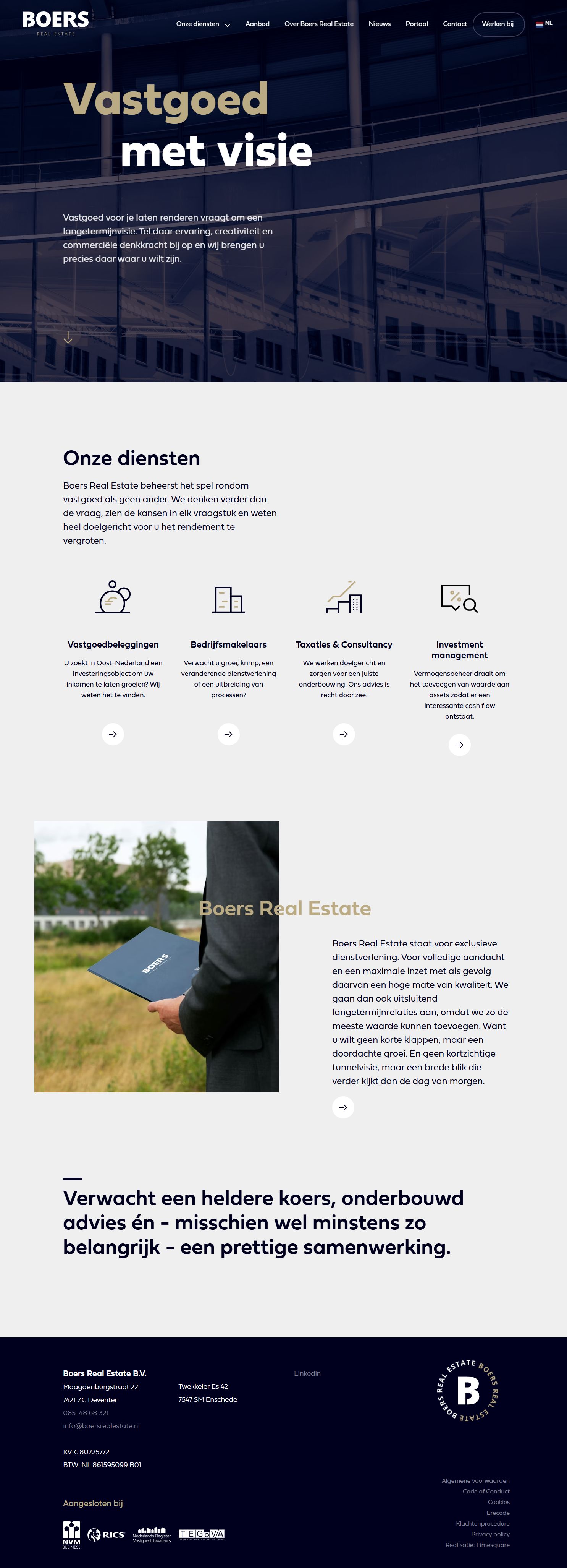 Screenshot van de website van www.boersrealestate.nl