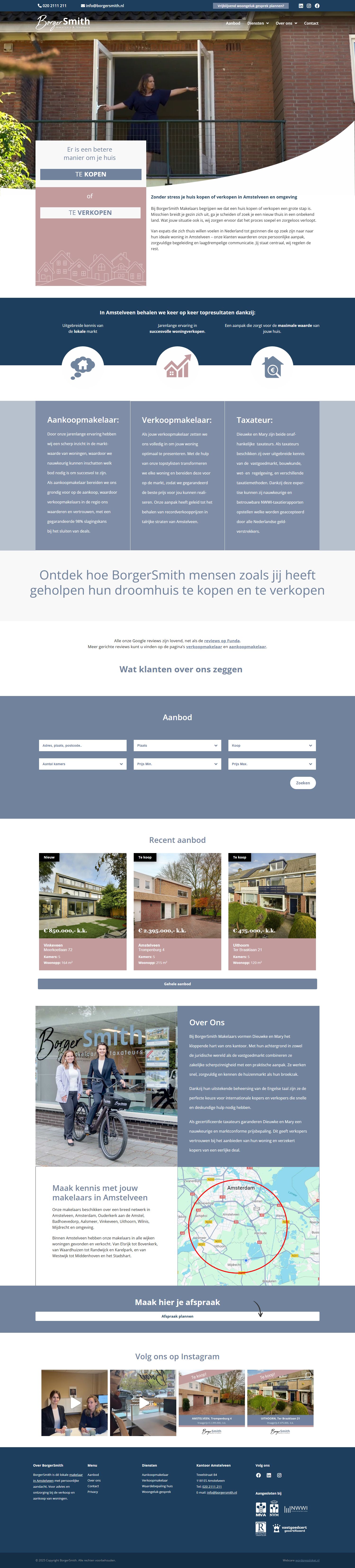 Screenshot van de website van borgersmith.nl