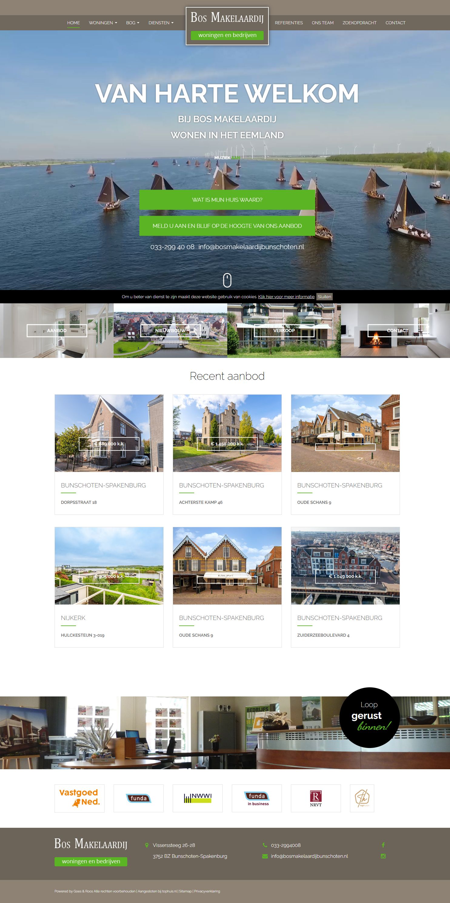 Screenshot van de website van www.bosmakelaardijbunschoten.nl