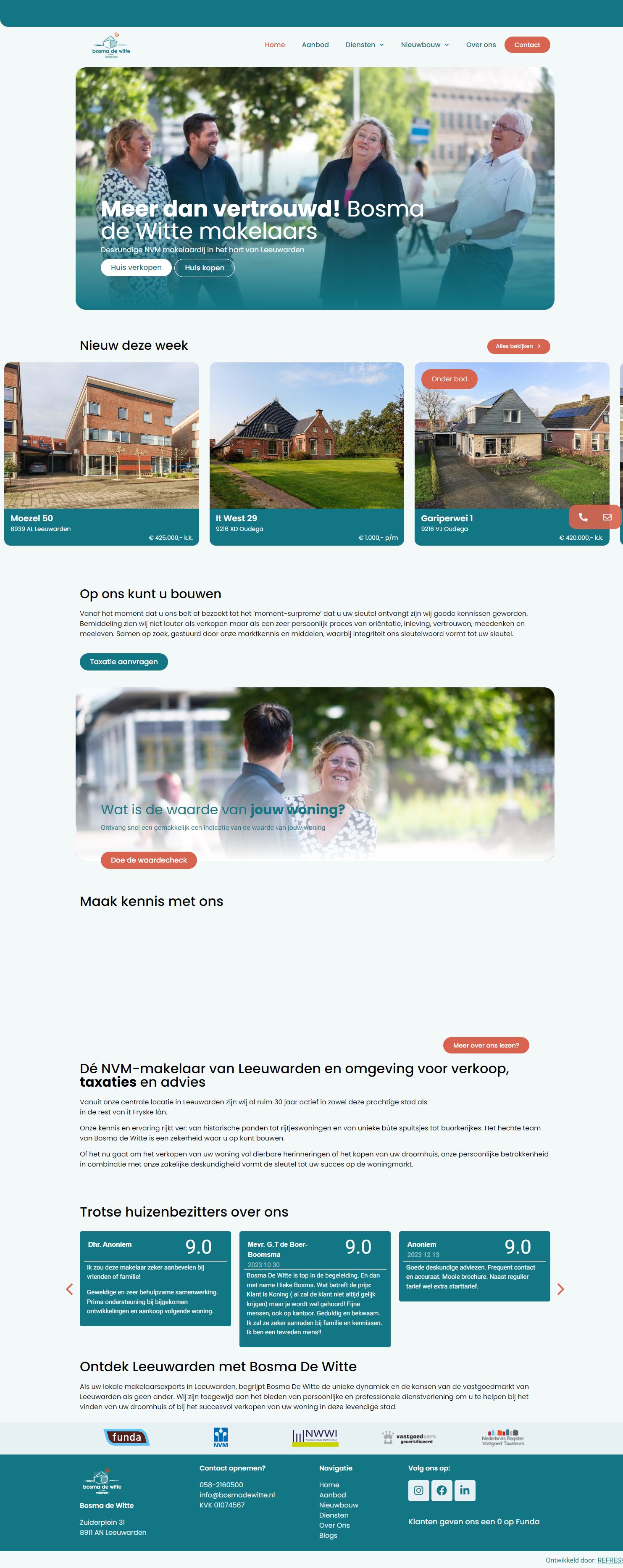 Screenshot van de website van www.bosmadewitte.nl